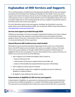 Explanation of IDD Services and Supports