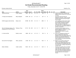 3rd Grade Recommended Reading