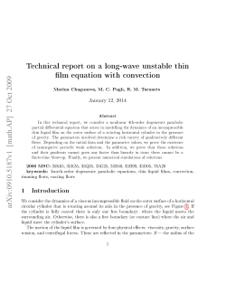Technical report on a long-wave unstable thin lm equation