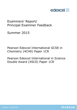Examiner Feedback Summer 2015 - Edexcel