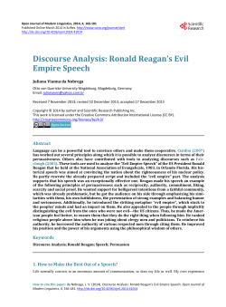 Discourse Analysis: Ronald Reagan`s Evil Empire Speech