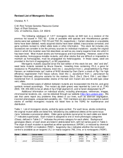 Revised List of Monogenic Stocks - Tomato Genetics Resource Center