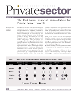 The East Asian Financial Crisis&mdash;Fallout for Private Power Projects