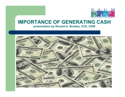IMPORTANCE OF GENERATING CASH