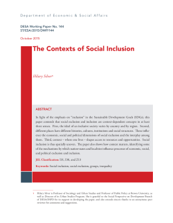 The Contexts of Social Inclusion