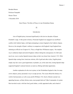 Enter Pirates: The Role of Piracy in Late Elizabethan Drama