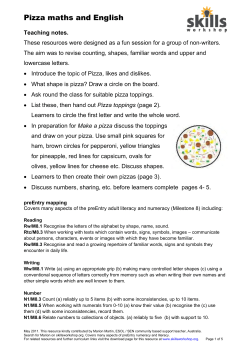 m8e1 Pizza maths and English
