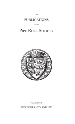 PUBLICAtIONS - The Pipe Roll Society
