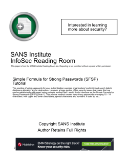 Simple Formula for Strong Passwords (SFSP) Tutorial