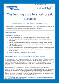 Challenging cuts to short break services