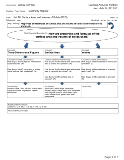How are properties and formulas of the surface area and volume of