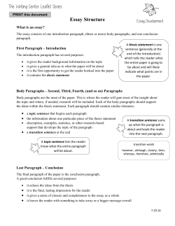 The Writing Center Leaflet Series Essay Structure