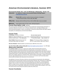 M 2016 - Department of Environmental Studies