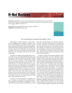 The Censorship Policies of Joseph II and Leopold II, 1780-92 - H-Net