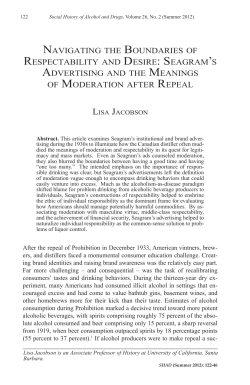 navigating the boundaries of respectability and desire: seagram`s