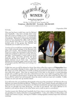 Greenock Creek Wines Newsletter 2006