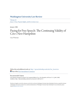 The Continuing Validity of Cox v. New Hampshire
