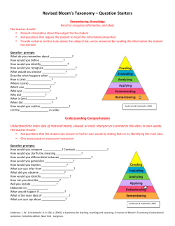 Revised Bloom`s Taxonomy &ndash; Question Starters