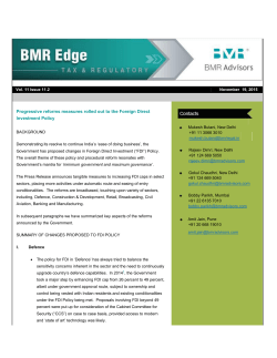 Progressive reforms measures rolled out to the Foreign Direct