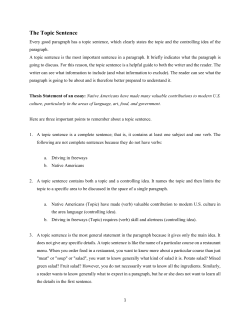 The Topic Sentence