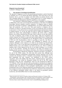 Diagnosis in psychoanalysis - Centre for Freudian Analysis and