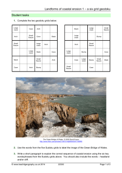Landforms of coastal erosion 1 &ndash; a six grid geodoku Student tasks