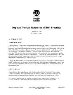 Orphan Works: Statement of Best Practices