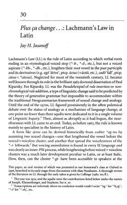 Plus (a change ...:Lachmann`s Law in Latin