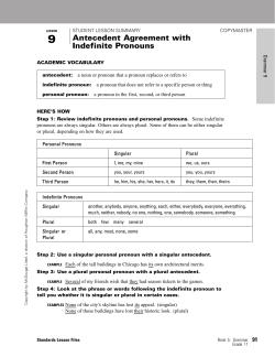 Antecedent Agreement with Indefinite Pronouns