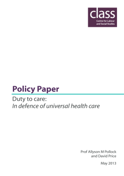 A duty to care - Centre for Labour and Social Studies
