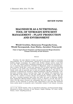magnesium as a nutritional tool of nitrogen efficient