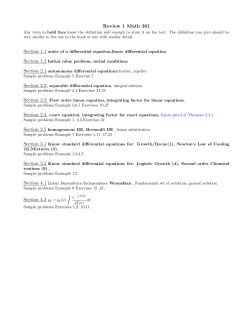 Review 1 Math 361 Section 4.2 y2 = y1(x)
