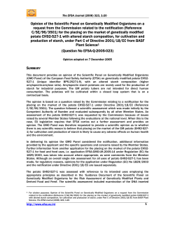Opinion of the Scientific Panel on Genetically Modified Organisms