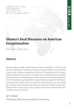 Obama`s Dual Discourse on American Exceptionalism