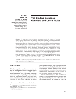 The binding database: Overview and user`s guide