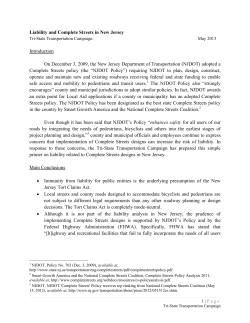 Liability and Complete Streets in New Jersey Introduction On