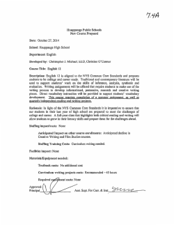 HauppAuge Public Schools New Course Proposnl Dote: October 27
