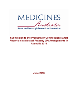 Submission to the Productivity Commission`s Draft Report on