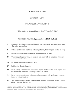 subject&mdash;love - Plainfield Christian Science