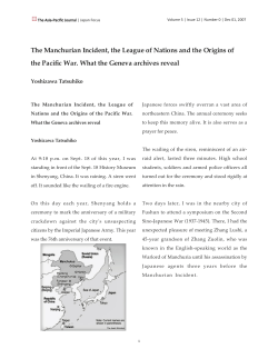 The Manchurian Incident, the League of Nations and