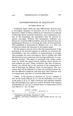 553 DIFFERENTIATION OF SEQUENCES* Conditions under which