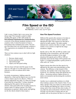 Film Speed or the ISO - Utah State University Extension