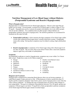 Nutrition Management of Low Blood Sugar without