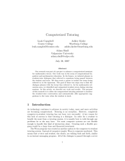 Computerized Tutoring - Valparaiso University
