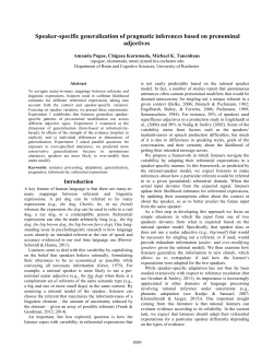 Speaker-specific generalization of pragmatic inferences based on