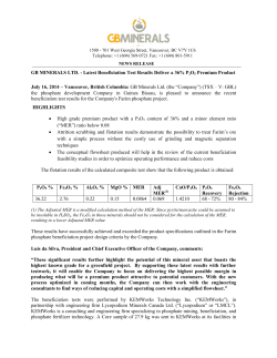 GB MINERALS LTD. - Latest Beneficiation Test Results Deliver a 36
