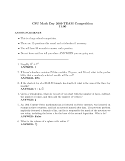 CSU Math Day 2009 TEAM Competition 11:00