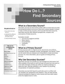 How Do I&hellip;? Find Secondary Sources