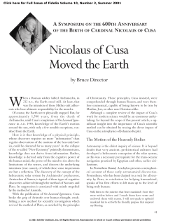 Nicolaus of Cusa Moved the Earth