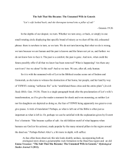 The Salt That She Became: The Unnamed Wife in Genesis